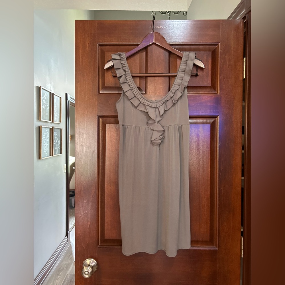 Banana Republic Ruffle Neck Dress Size 6  Sleeveless Tie Front Shift